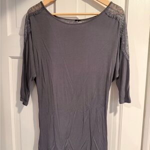 Gray Lace Sleeve Top